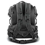 A comfortable full-featured pack.  Large enough to carry plenty of gear, with a large main compartment and multiple pockets on the sides and rear.  Fills multiple roles, from a tactical assault pack to a hunting backpack to an emergency go-bag. The water-resistant construction keeps your gear dry and secure in any climate.