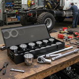 Powerbuilt 1" drive 22pc metric socket set — 36–80mm sockets, 24-tooth ratchet, dual extensions & T-bar. Built for heavy industry. Shop Herbos Equipment.
