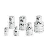 Powerbuilt 6pc socket adaptor set — chrome vanadium steel, ANSI rated, covers 1/4" to 3/4" drive sizes. Chamfered ends. Shop Herbos Equipment.