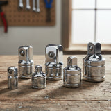 Powerbuilt 6pc socket adaptor set — chrome vanadium steel, ANSI rated, covers 1/4" to 3/4" drive sizes. Chamfered ends. Shop Herbos Equipment.