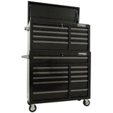 Powerbuilt RS5758 41" 2-piece combo: 8-drawer chest + 11-drawer roller cabinet. 39.9kg per drawer, ball-bearing slides, lockable. Built for NZ workshops.
