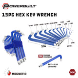 Powerbuilt 13Pc Metric Hex Key Jumbo Long Ball End Magnetic Wrench Set