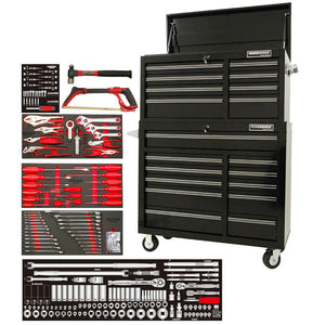 POWERBUILT 254pc 41" Tool Chest, Roller Cabinet & Assorted Tools