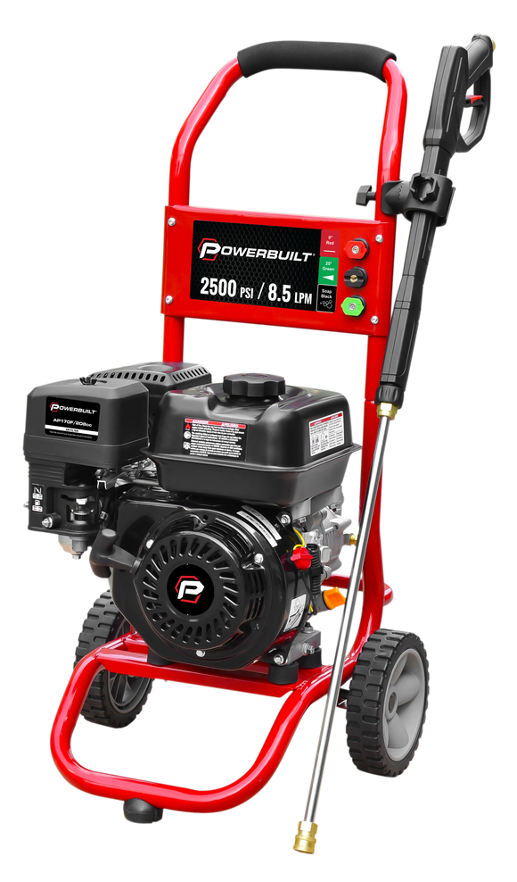 POWERBUILT 3000PSI 8.5l/min Petrol Waterblaster Serious cleaning power 2500 PSI, 8.5L/min (max) 7Hp engine and AR pump with 7.5m hose, will have you ready to tackle the tough jobs on site, on the farm or around the house