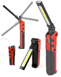 Powerbuilt 360-lumen COB dual work light with magnetic base, 270° fold, USB recharge & IP44 waterproofing. Perfect for workshops, garages & trade use.