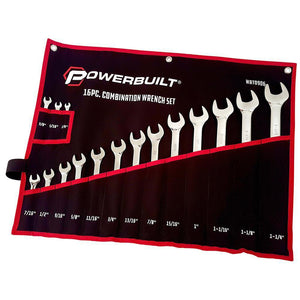 Powerbuilt mirror polish combination wrenches are constructed from tough heat-treated chrome vanadium steel for strength and durability that resists wear better than steel alone With precision bevelled flats for easy mating to bolts and a knuckle-saving 15-degree offset, consider these your new go-to combination wrenches