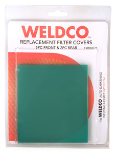 Includes x5 Front & x2 Rear  Compatible with Weldco WDC0766 helmets  Easy to replace  Front/Exterior cover: 115mm x 104mm  Rear/Interior cover: 102mm x 42mm
