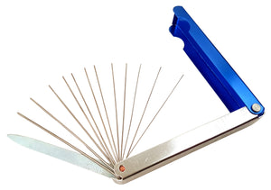 To clear the welding nozzle or cutting torch (oxygen welding or cutting tool)  Simple and practical Stainless steel needles 83mm long 12pc Needles, 0.38 to 1.54mm Ø and a file
