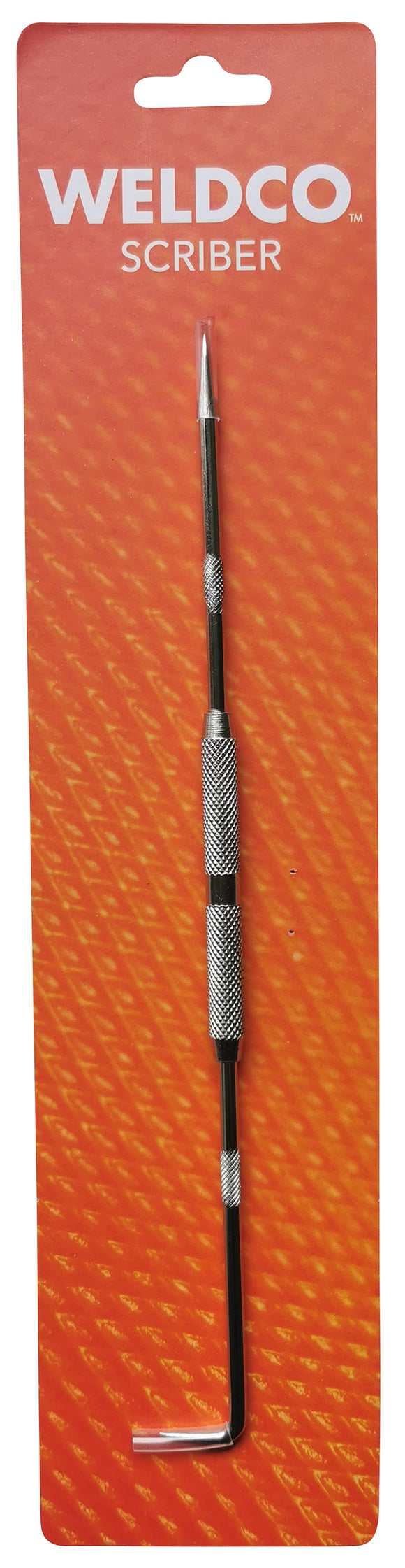 Double ended scriber with one straight tip and one 90º Chrome plated hook and angle tips Knurled aluminium handle for a positive grip Overall length 225mm